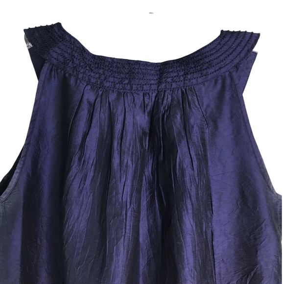 Calypso St. Barth Dress Womens Sz XS Navy Blue Silk Sleeveless VNeck Beach Pool - Picture 5 of 10